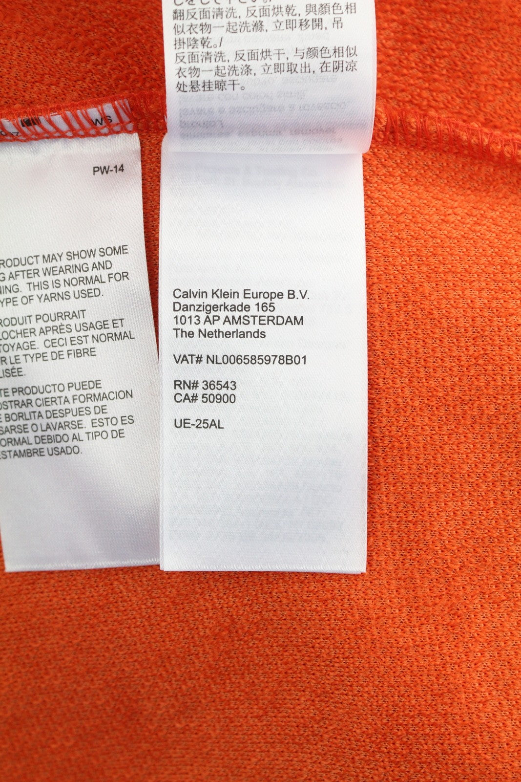CALVIN KLEIN Badge Sherpa Half Men Sweatshirt L Orange Fleece Pull On RRP129