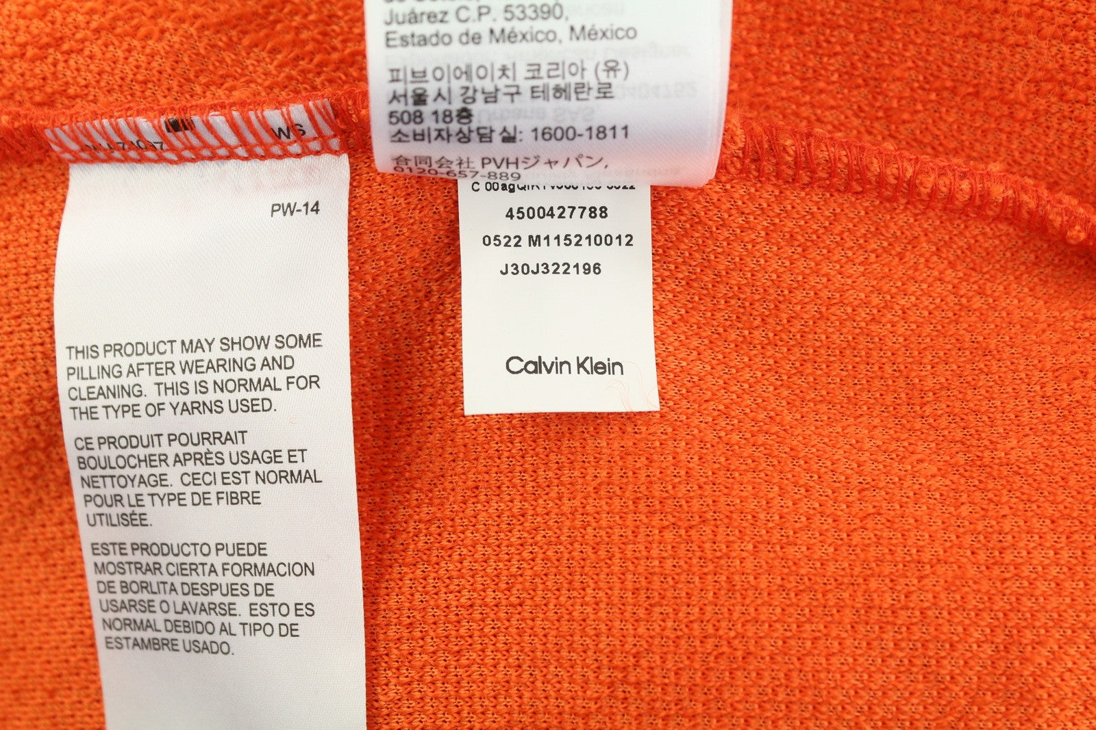 CALVIN KLEIN Badge Sherpa Half Men Sweatshirt L Orange Fleece Pull On RRP129