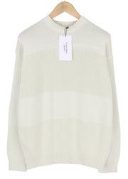 CALVIN KLEIN Stitch Blocking Men Jumper XS Off White Stripe Knit Crew Pull On