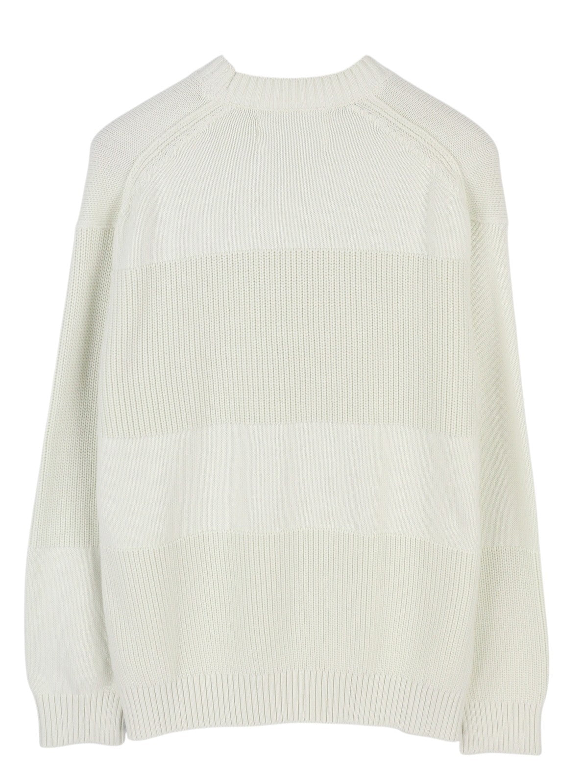 CALVIN KLEIN Stitch Blocking Men Jumper S Off White Stripe Knit Crew Pull On