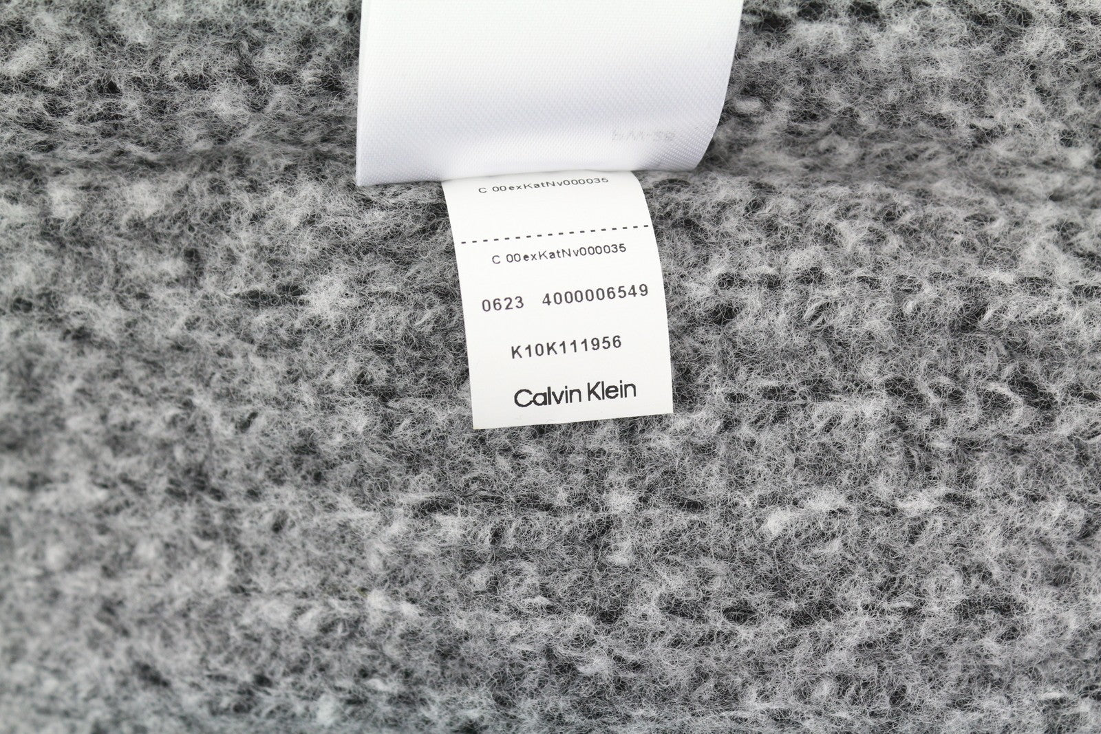 CALVIN KLEIN Men Jumper L Grey Wool Blend Tight-Knit Mock Neck Logo Pull On