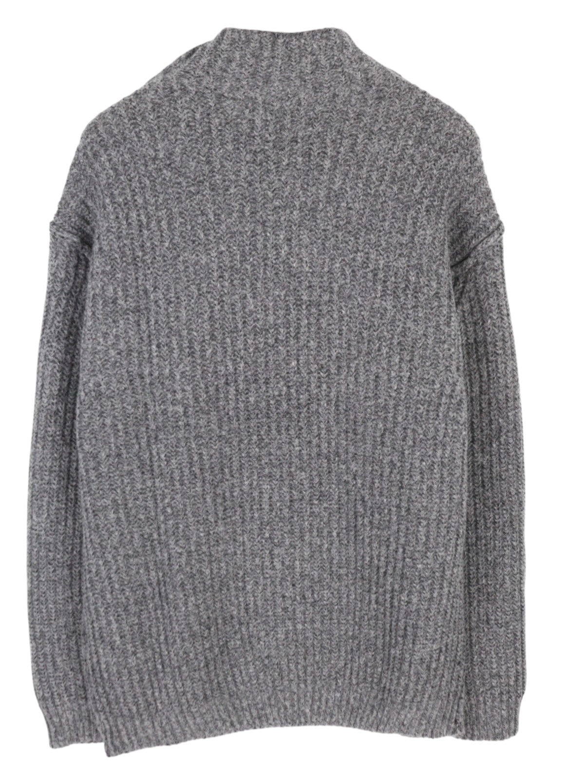 CALVIN KLEIN Men Jumper XL Grey Wool Blend Tight-Knit Mock Neck Logo Pull On