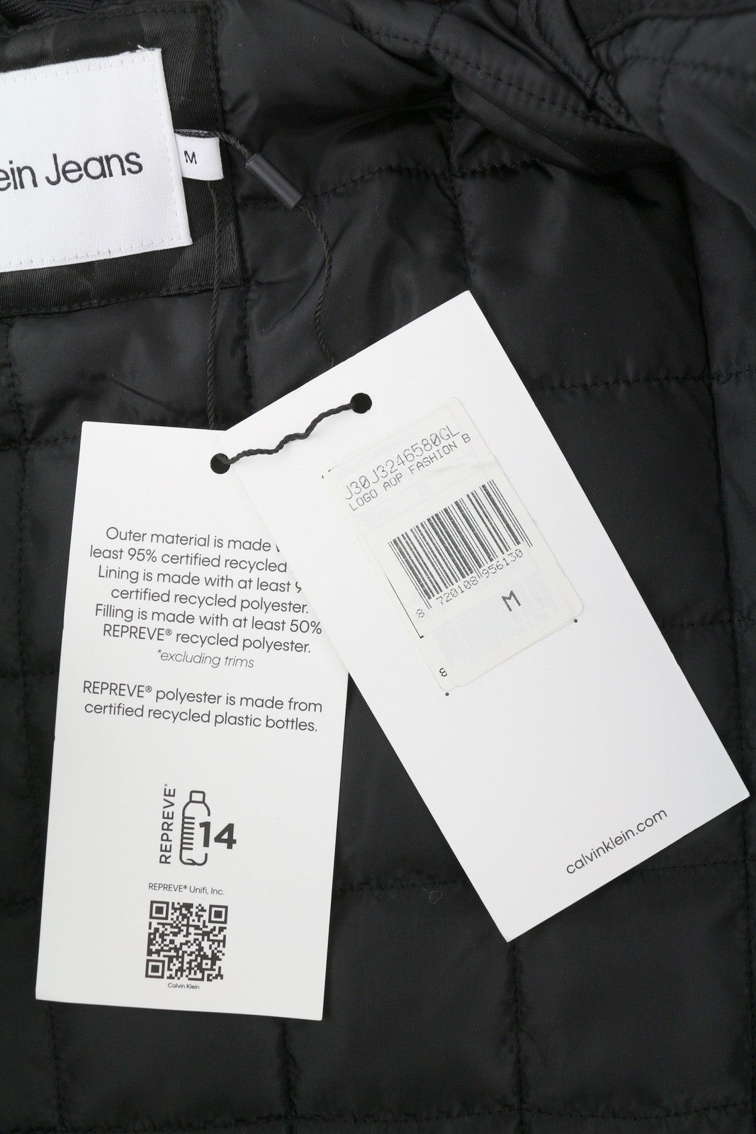 CALVIN KLEIN Men Jacket M Black Logo Print Insulated Loose Fit Bomber RR149