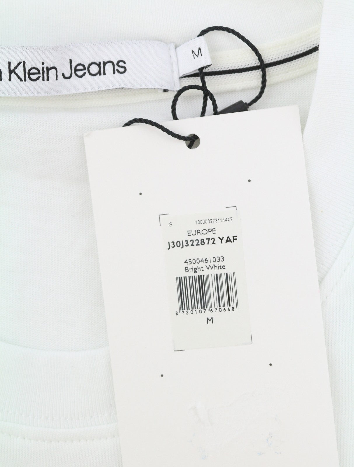 CALVIN KLEIN Men T-Shirt M White Cotton Tricot Front Logo Short Sleeved