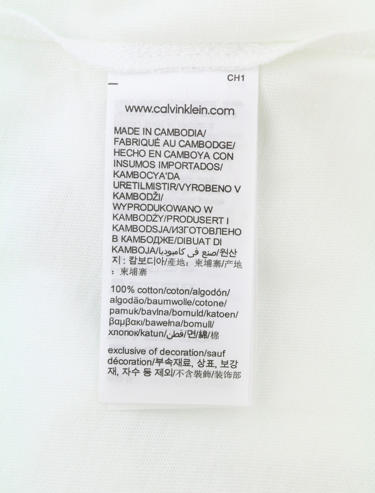 CALVIN KLEIN Men T-Shirt M White Cotton Tricot Front Logo Short Sleeved