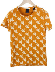 SCOTCH & SODA Ams Blauw Men T-Shirt S Orange Pure Cotton Short Sleeve Patterned