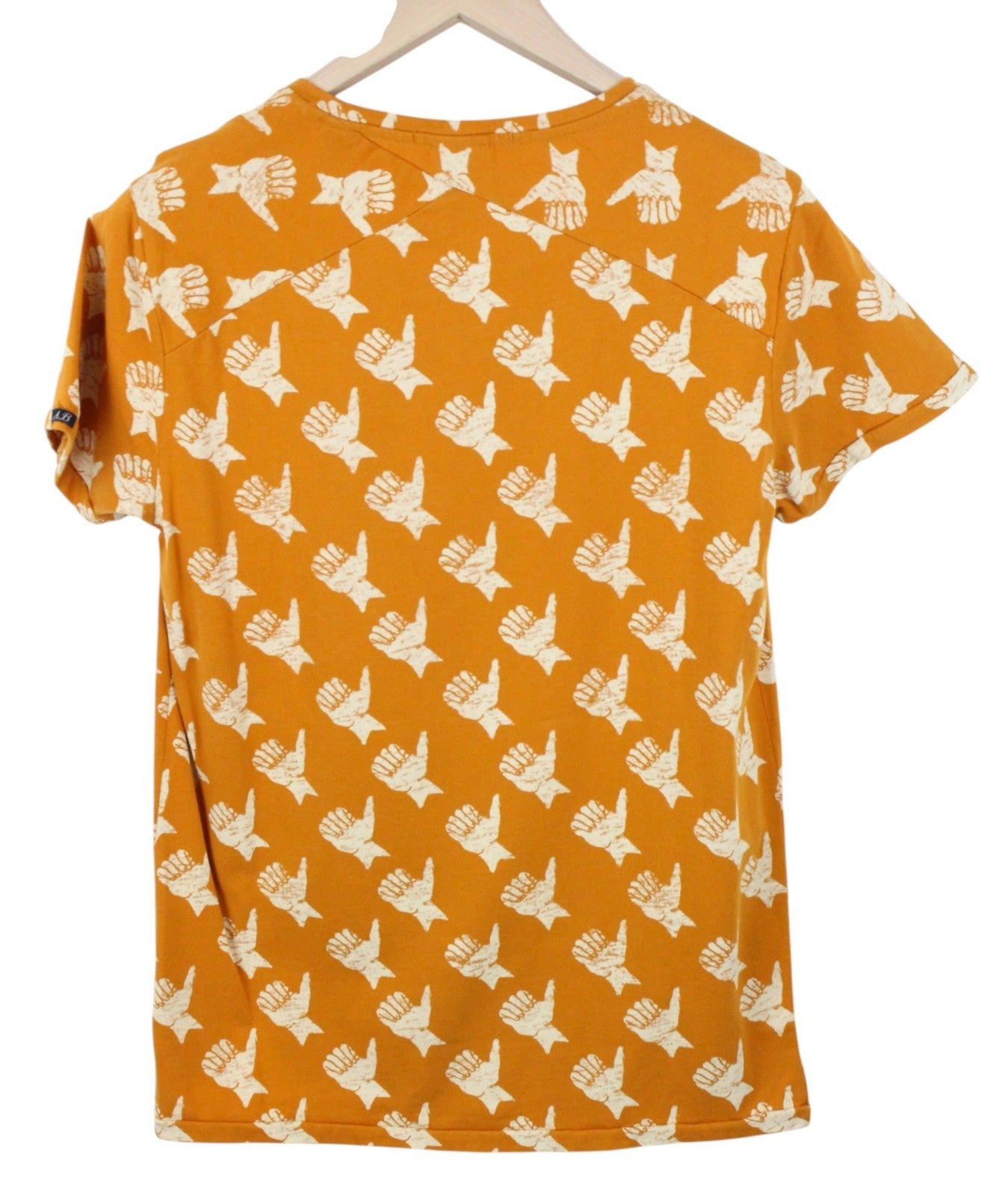 SCOTCH & SODA Ams Blauw Men T-Shirt S Orange Pure Cotton Short Sleeve Patterned