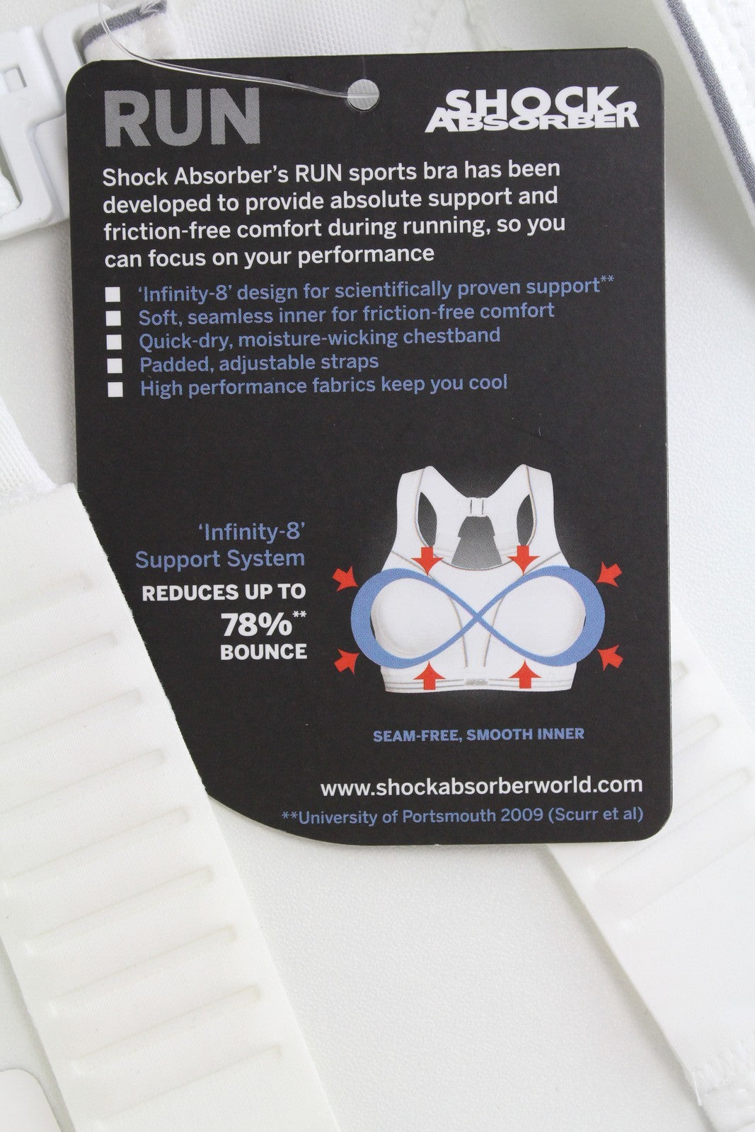 SHOCK ABSORBER Run Women Sport Bra UK32A White Stretch Adjustable Straps