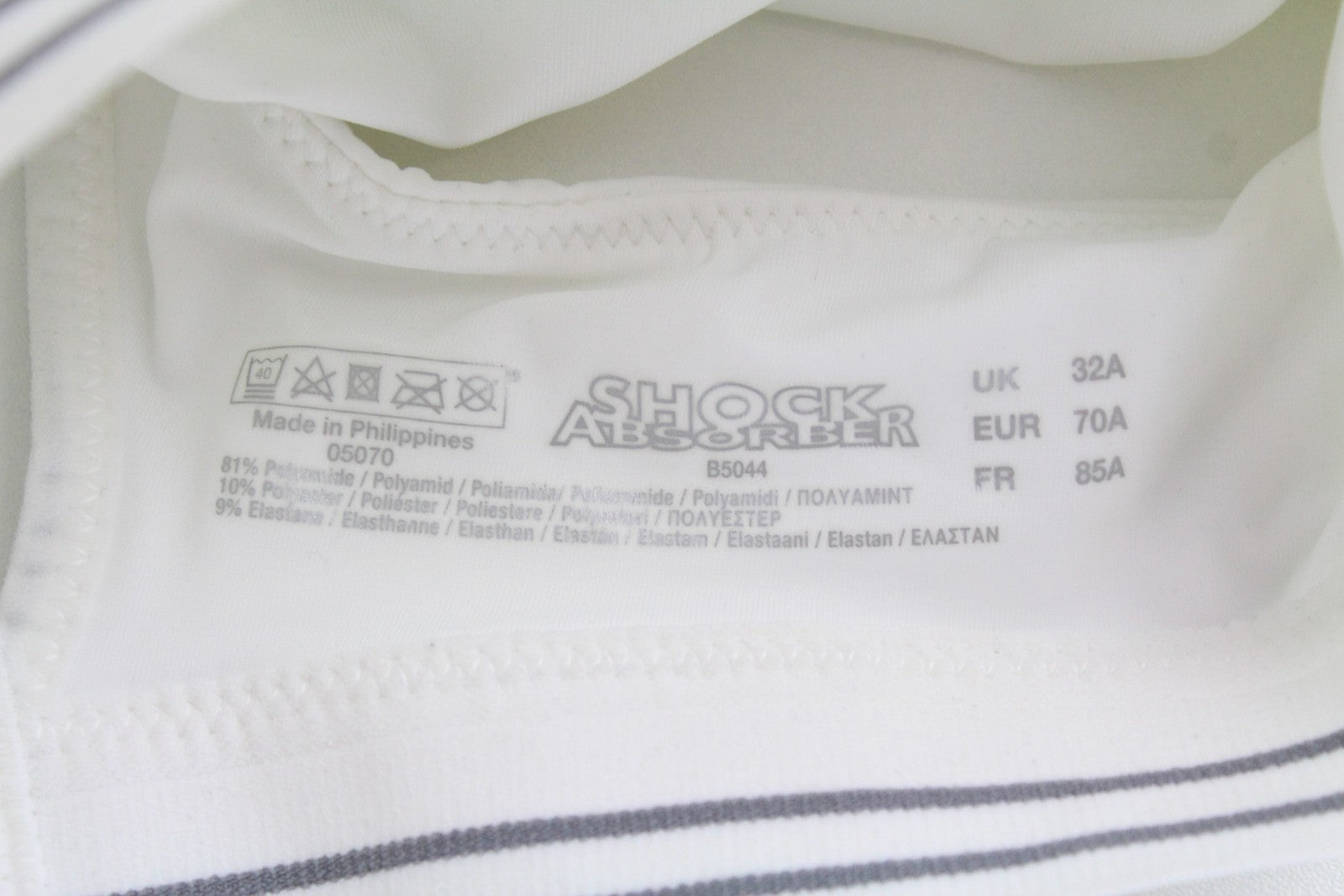 SHOCK ABSORBER Run Women Sport Bra UK32A White Stretch Adjustable Straps