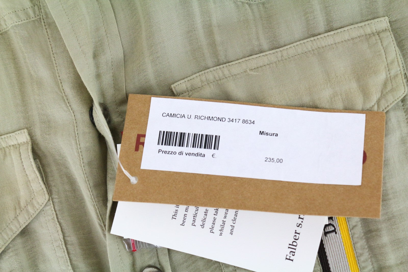 RICHMOND  Men Shirt M Green Pure Cotton Striped Snaps Short Sleeved Pocketed