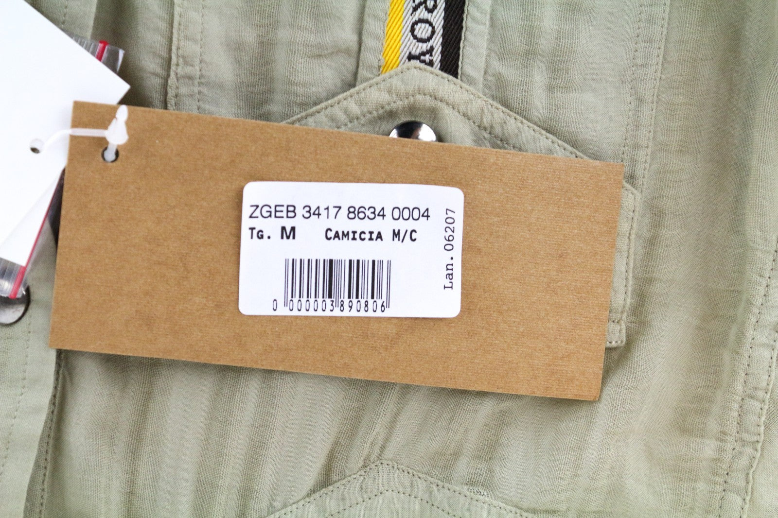 RICHMOND  Men Shirt M Green Pure Cotton Striped Snaps Short Sleeved Pocketed