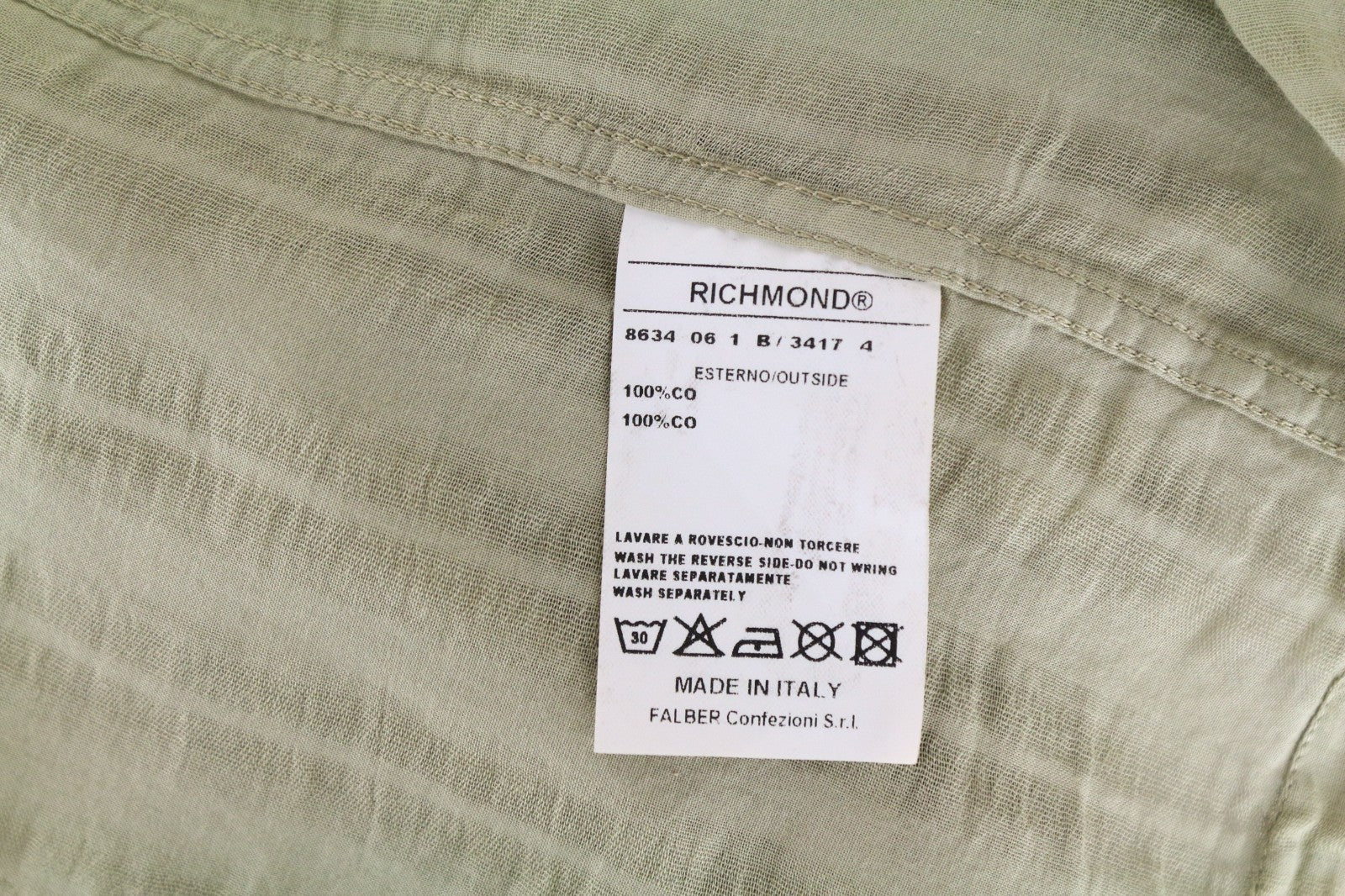 RICHMOND  Men Shirt M Green Pure Cotton Striped Snaps Short Sleeved Pocketed