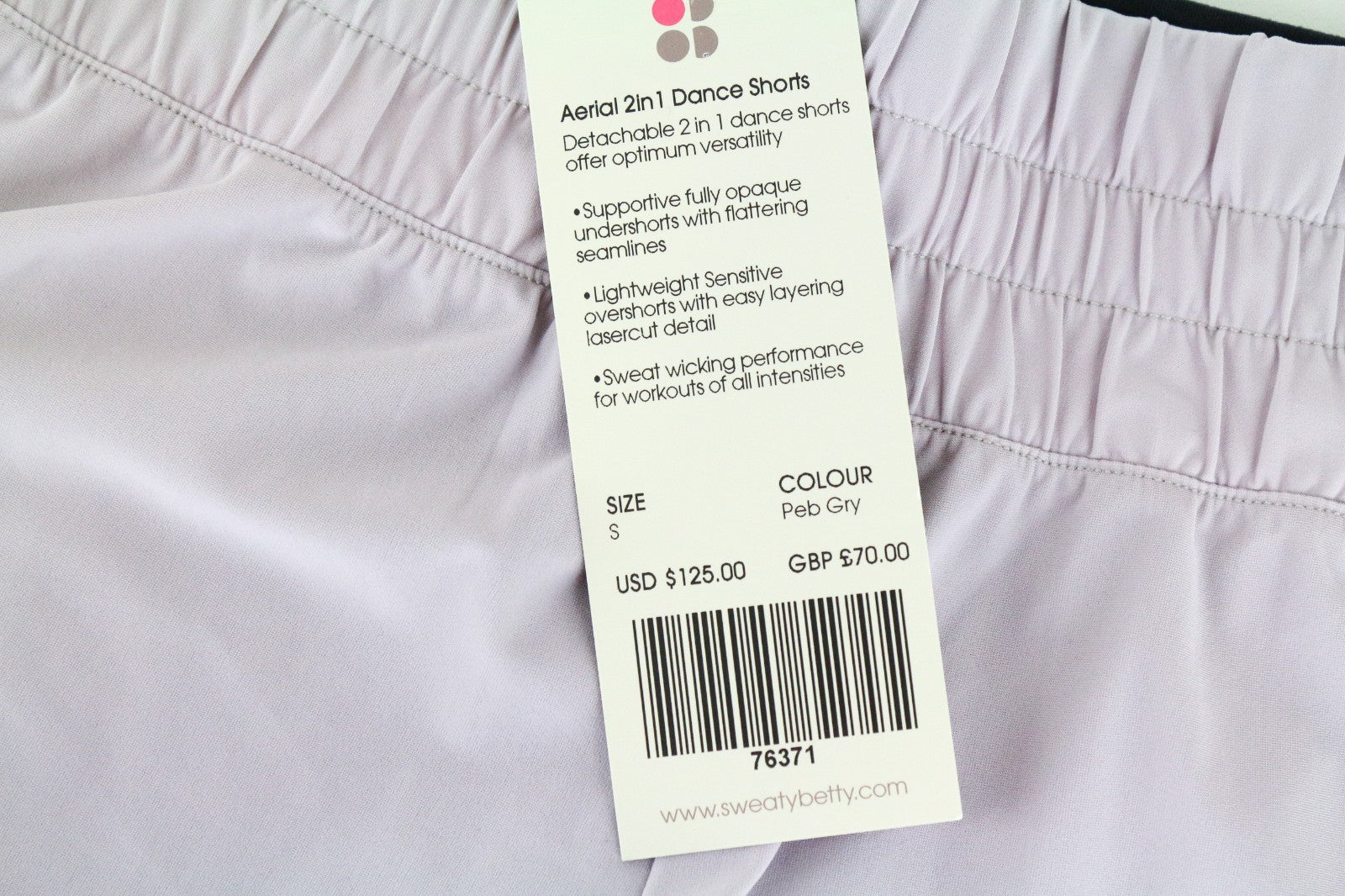 SWEATY BETTY Aerial 2in1 Women Shorts S Purple Stretch Layered Activewear