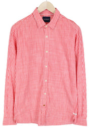 SCOTCH & SODA Ams Blauw Men Shirt M Red Striped Long Sleeved Button-Up