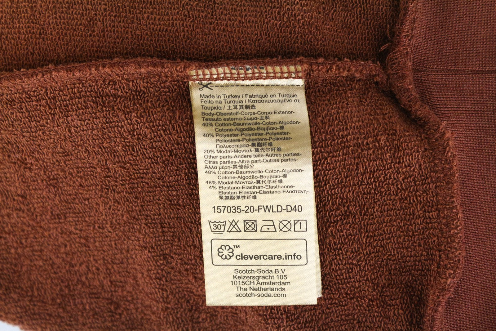 MAISON SCOTCH Women Sweatshirt XS Brown Cotton Blend Long Sleeve Pull On