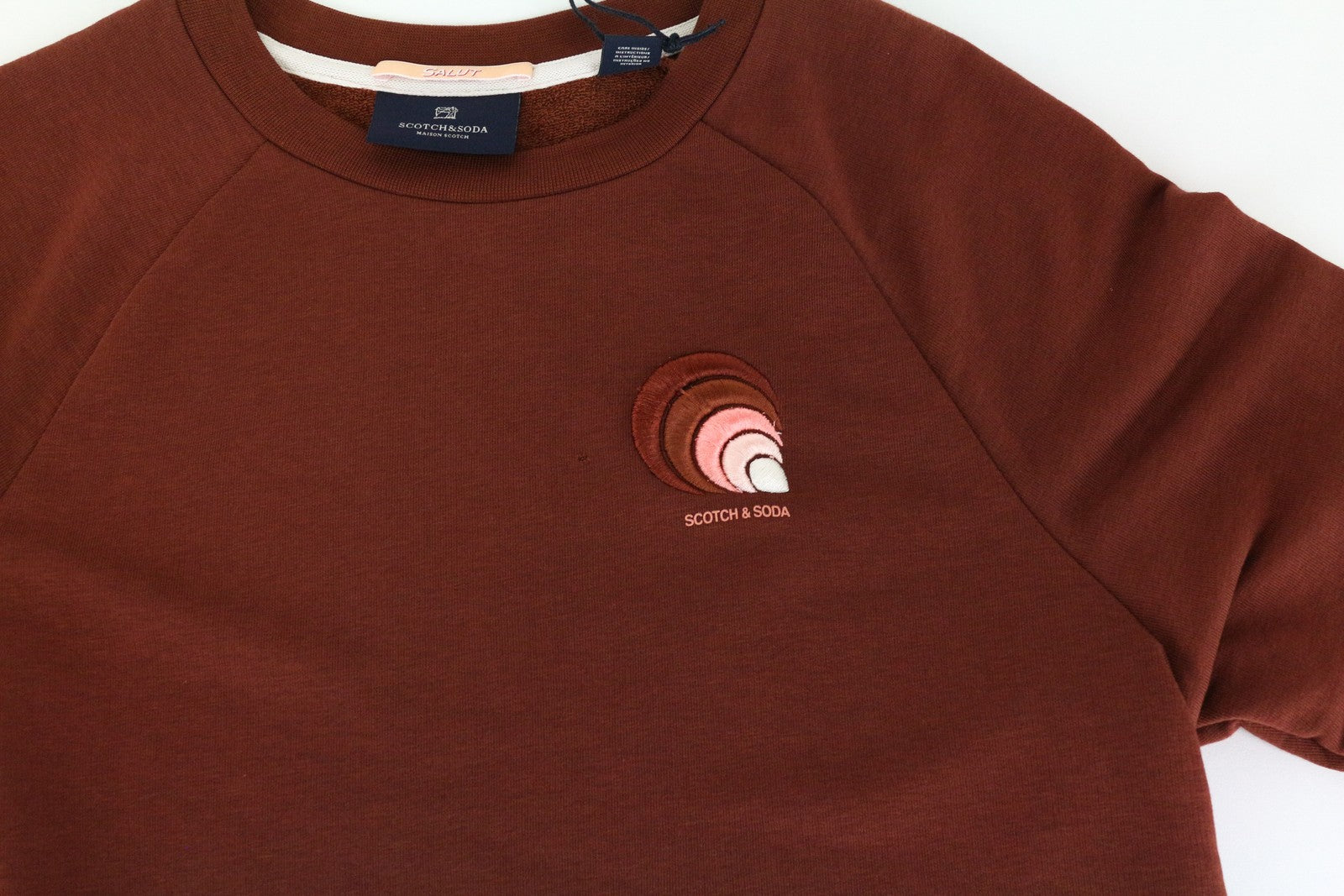 MAISON SCOTCH Women Sweatshirt XS Brown Cotton Blend Long Sleeve Pull On