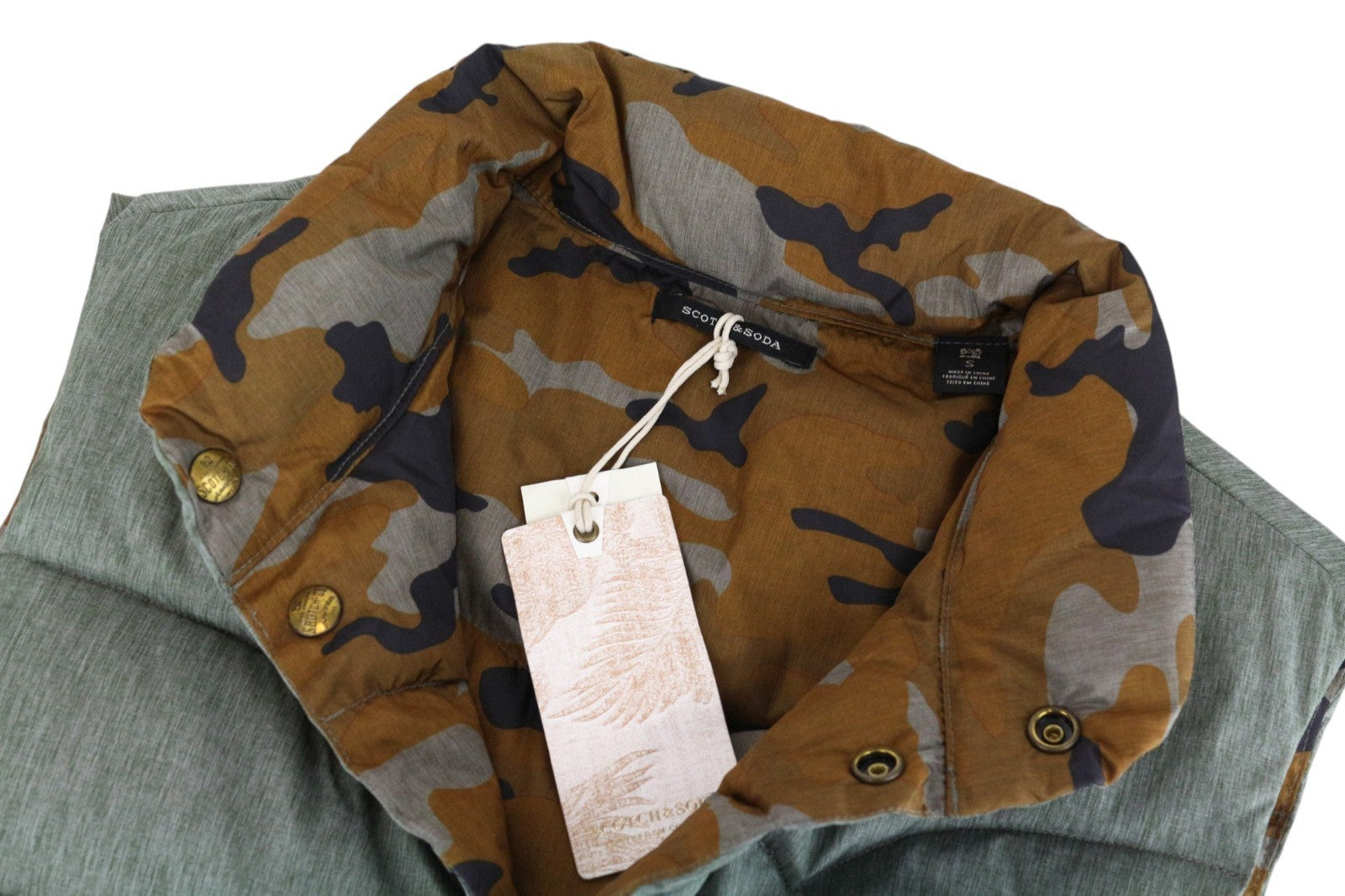 SCOTCH & SODA Ams Couture Men Jacket S Green Reversible Military Pattern Vest