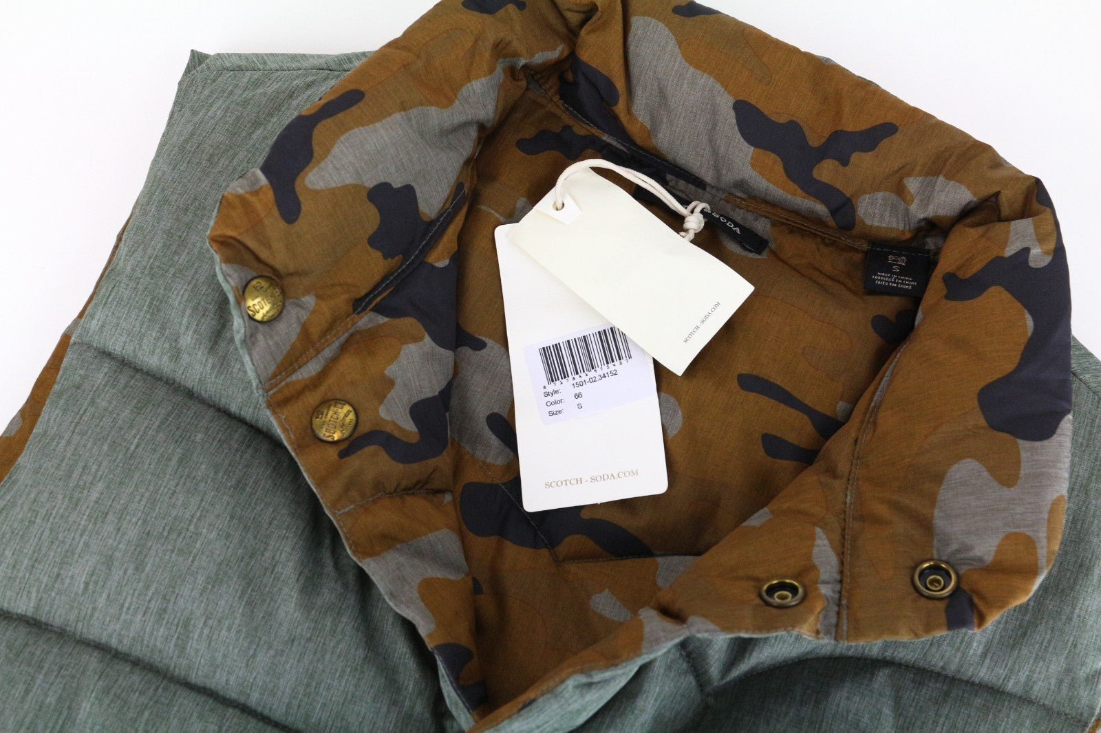 SCOTCH & SODA Ams Couture Men Jacket S Green Reversible Military Pattern Vest