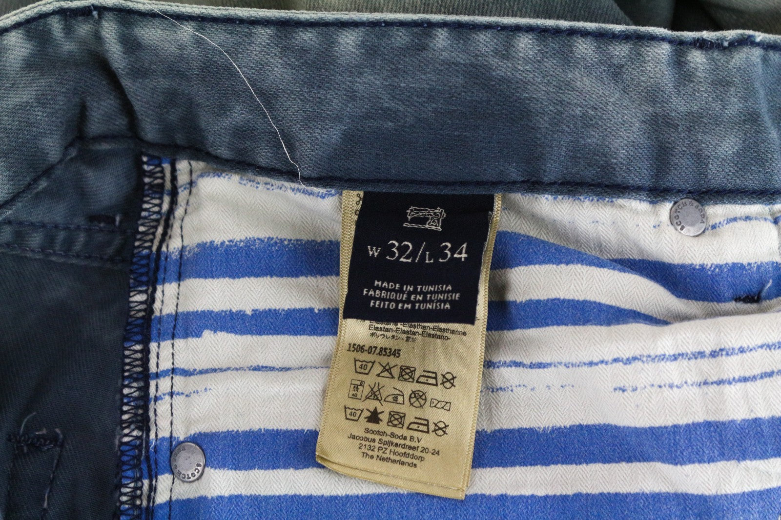 SCOTCH & SODA Ralston Men Jeans W32/L34 5-Pocket Slim Fit Blue Cotton Stretch