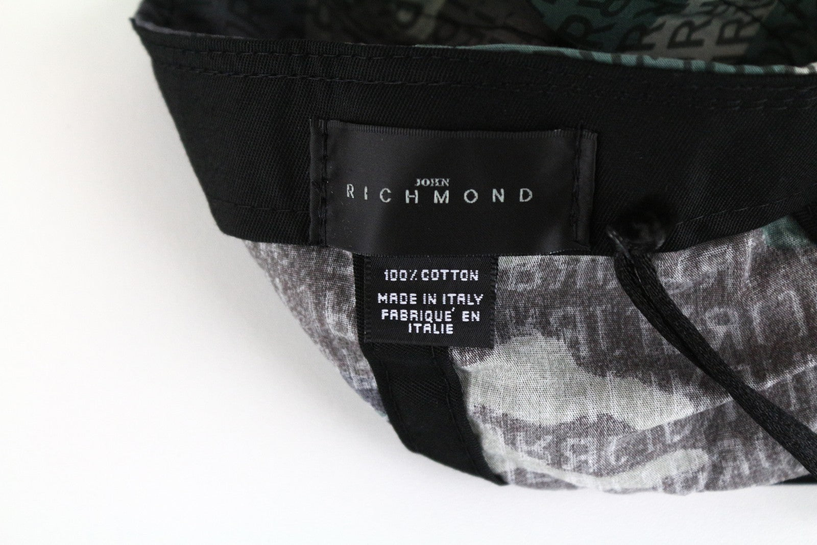 JOHN RICHMOND Men Cap M Green Grey Pure Cotton Patterned Logo Casual Baseball