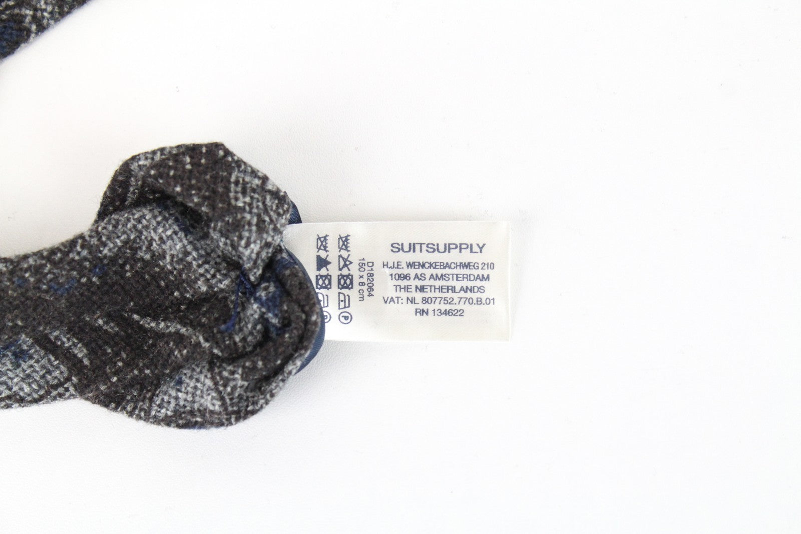 SUITSUPPLY Men Tie 150 x 8 cm Grey Blue Patterned Wool Silk Pointed-End Formal