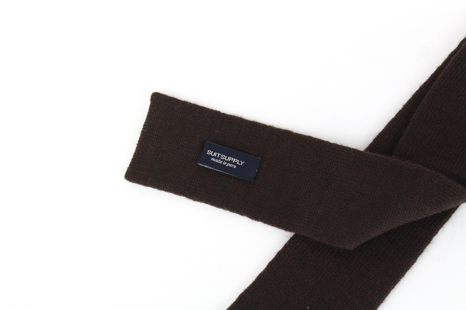 SUITSUPPLY Men Tie ~144 x 6 cm Brown Pure Merino Wool Knitted Squared-End