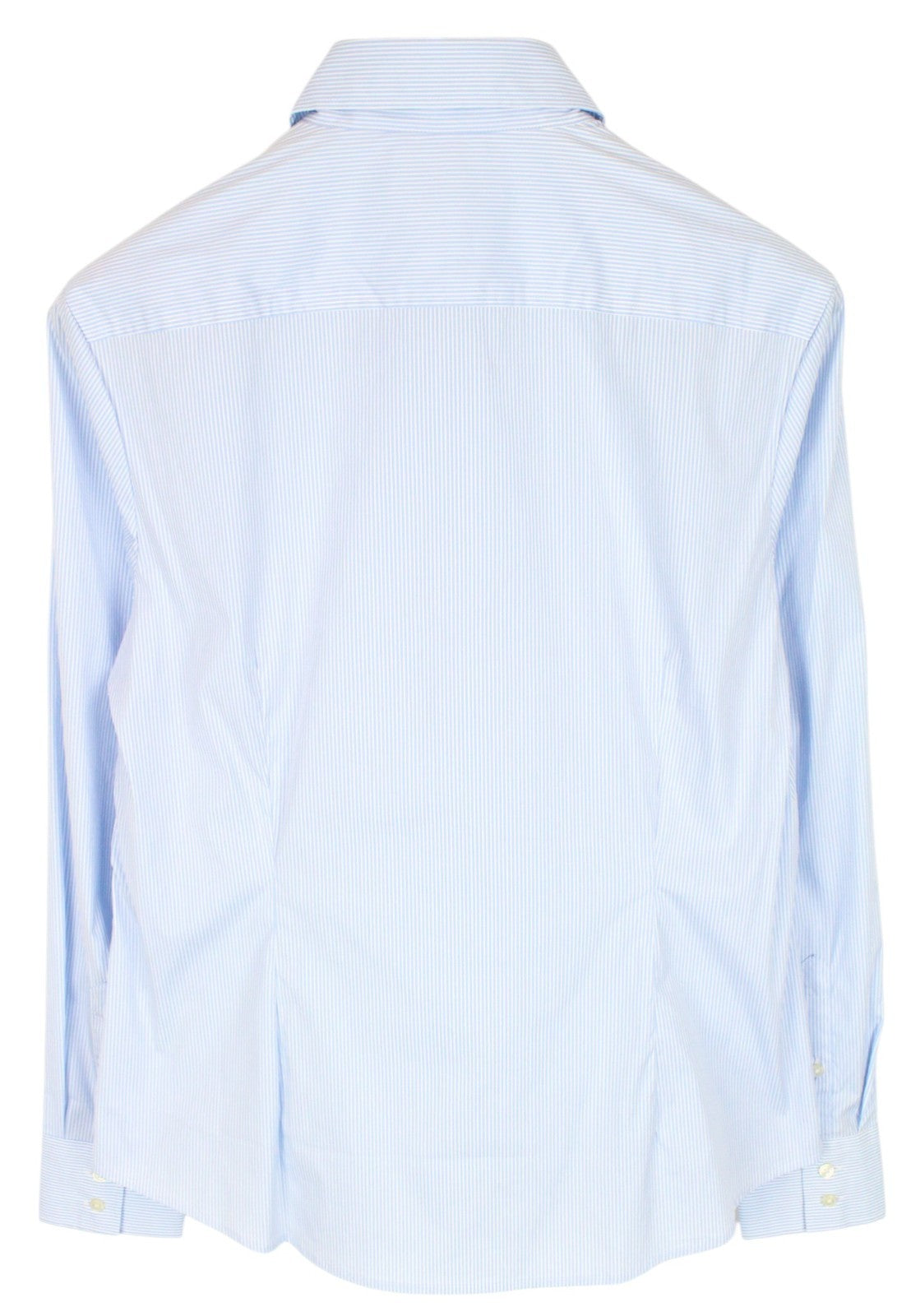 SUISTUDIO Women Shirt 44R Blue Cotton Stretch Striped Pattern Long Sleeved