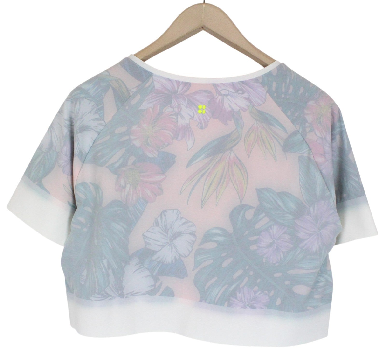 SWEATY BETTY Tournament Tennis Women T-Shirt L Off-White Crop Zip Short Sleeved