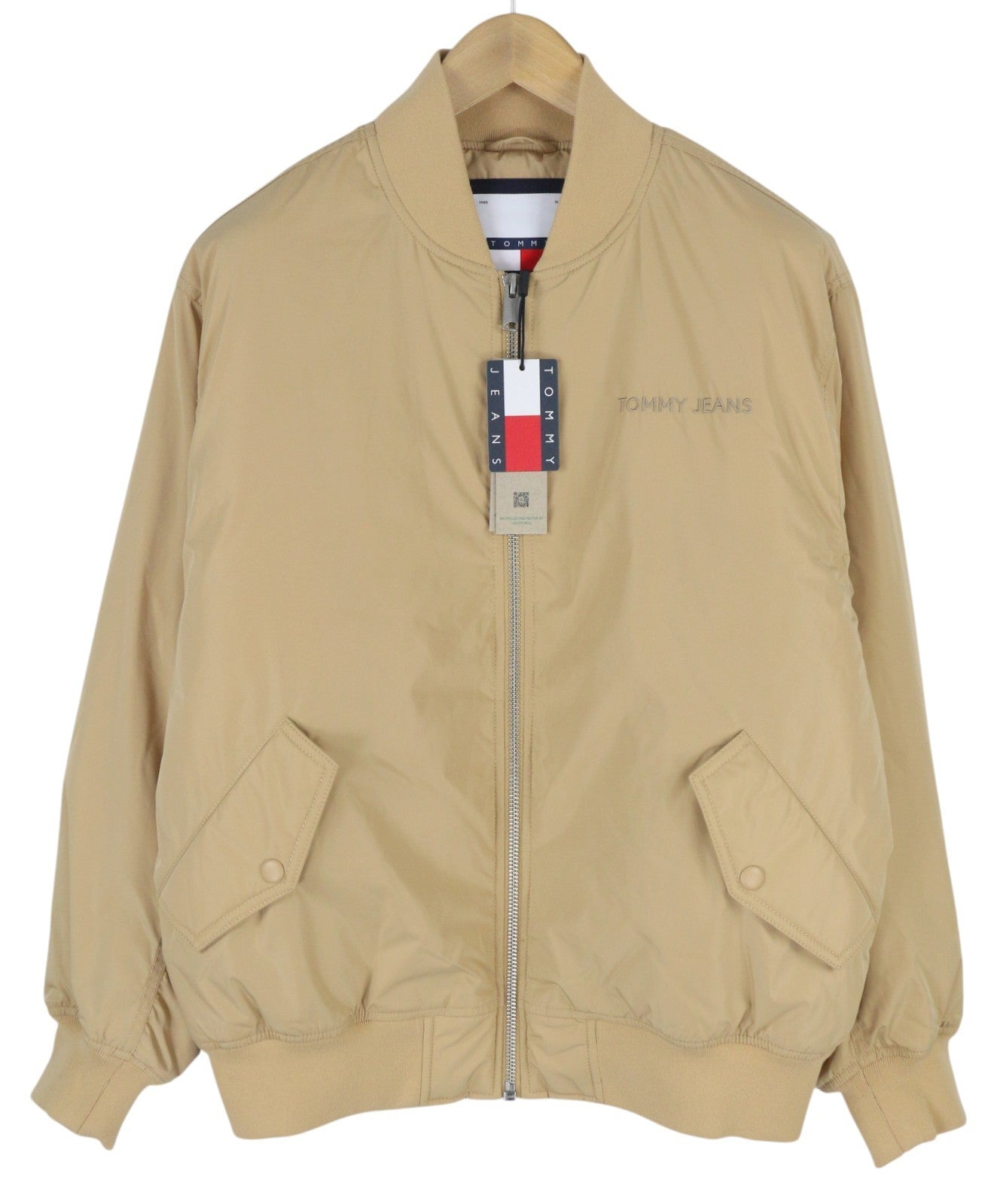 TOMMY HILFIGER Tjm Classics Bomber Men Jacket S Beige Padded Full Zip RRP209