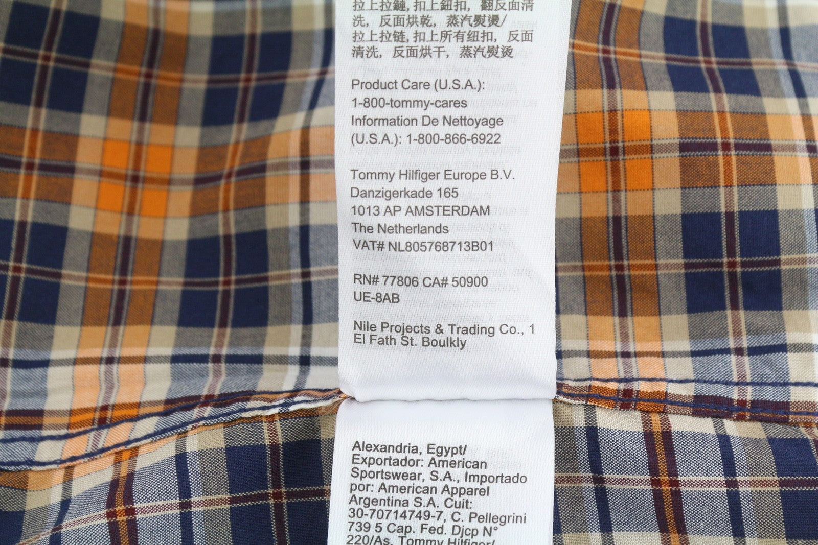 TOMMY HILFIGER THFlex Poplin Men Shirt M Colourful Plaid Button-Down Collar