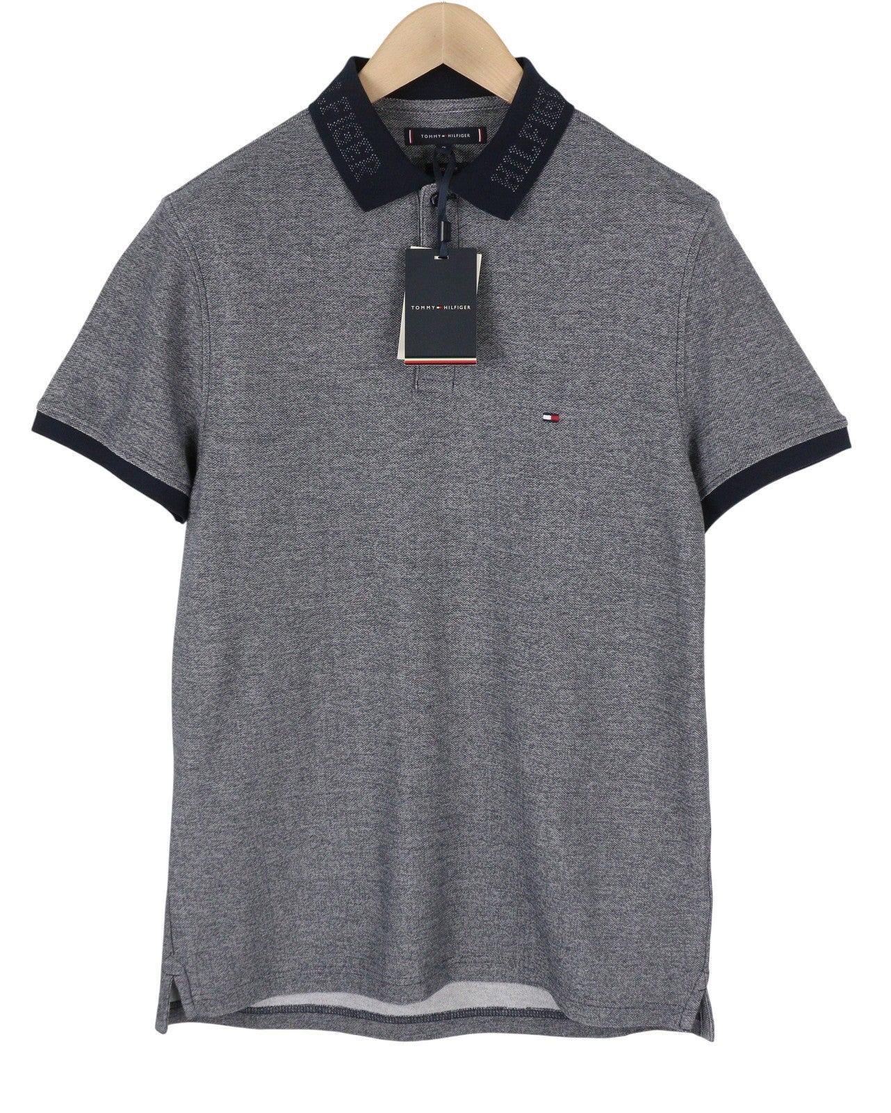 TOMMY HILFIGER Monotype Two Tone Men Polos M Desert Sky Pattern Short Sleeve