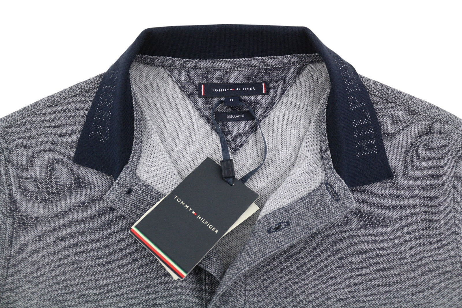 TOMMY HILFIGER Monotype Two Tone Men Polos M Desert Sky Pattern Short Sleeve