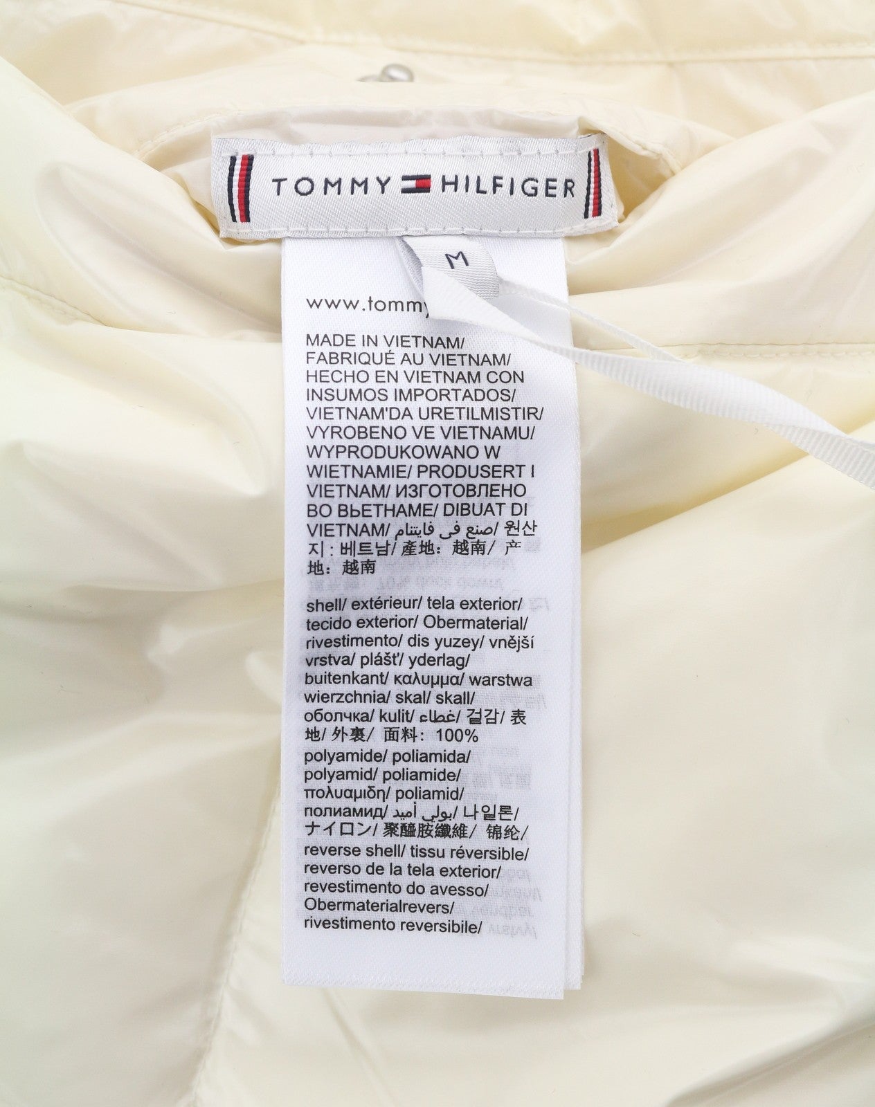 TOMMY HILFIGER Down Rev Teddy Women Waistcoat M Ivory Reversible High Neck