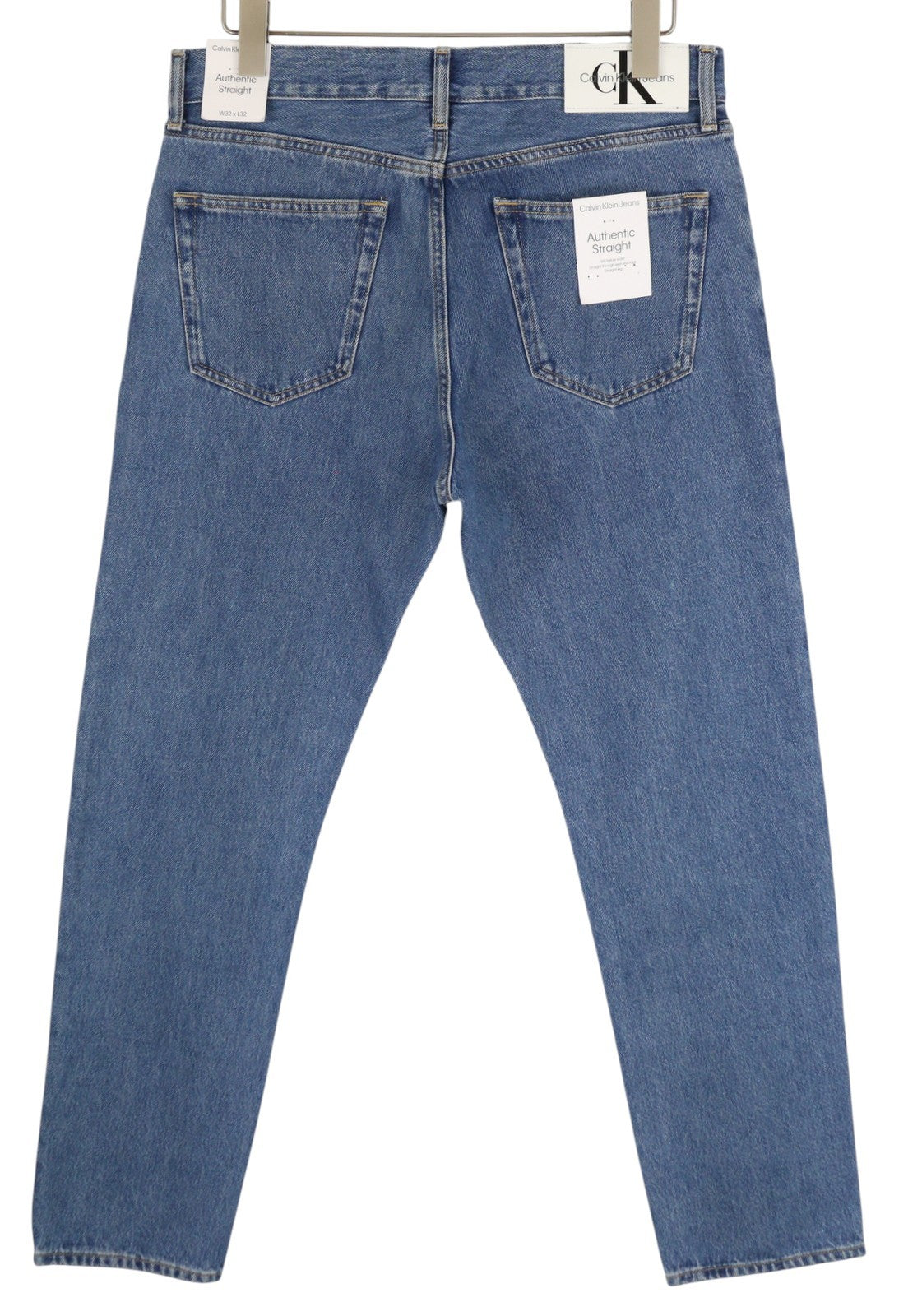 CALVIN KLEIN Authentic Straight Men Jeans W32/L32 Blue Zip Fly Casual Denim