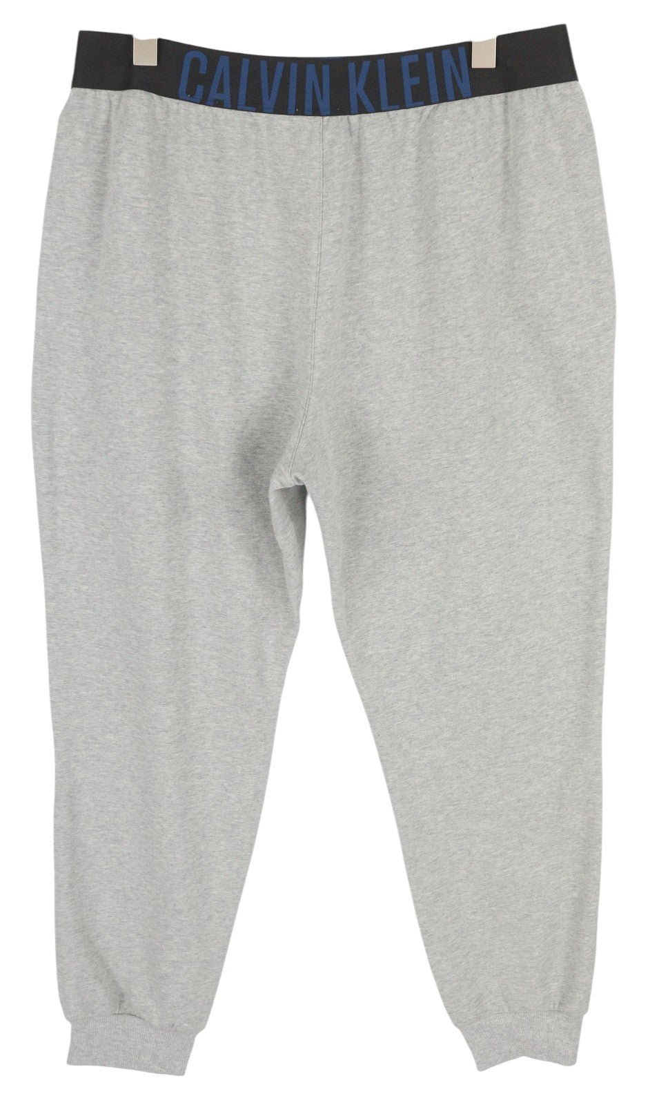 CALVIN KLEIN Men Trousers XL Grey Melange Tricot Stretch Logo Jogger Sleepwear