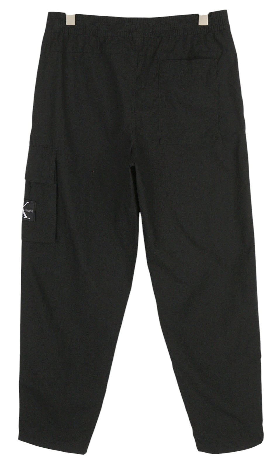 CALVIN KLEIN Utility Cotton Pop Men Trousers M Black Cargo Elastic Waist Logo