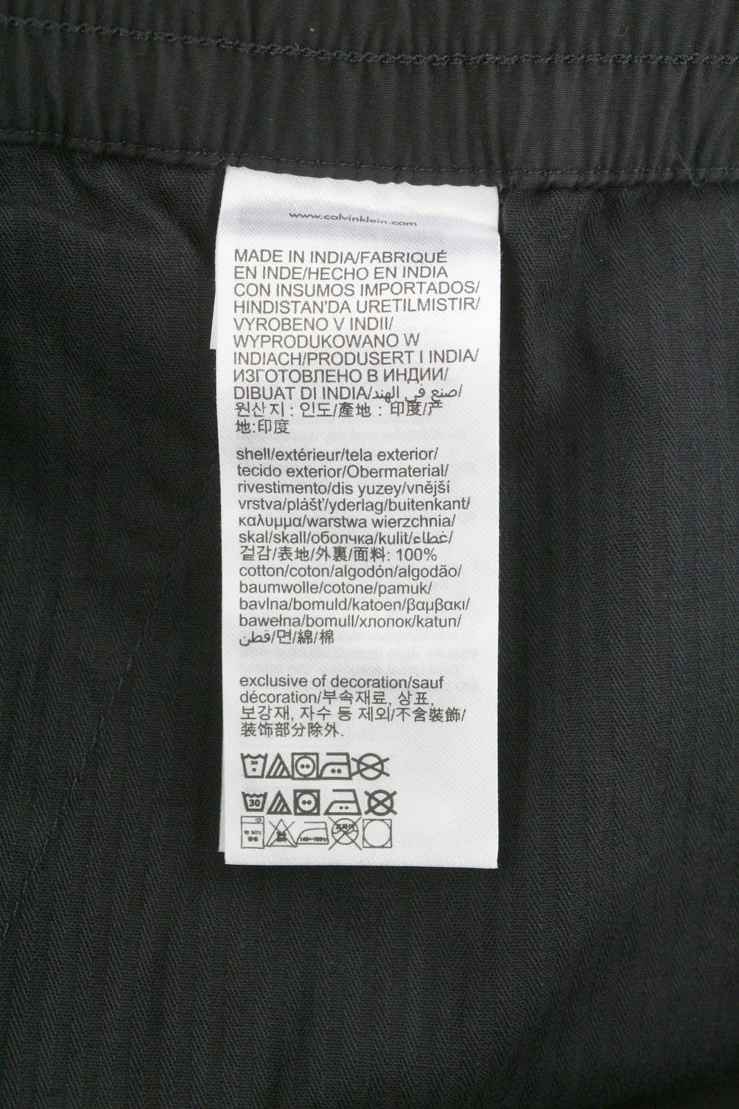 CALVIN KLEIN Utility Cotton Pop Men Trousers S Black Cargo Elastic Waist Logo