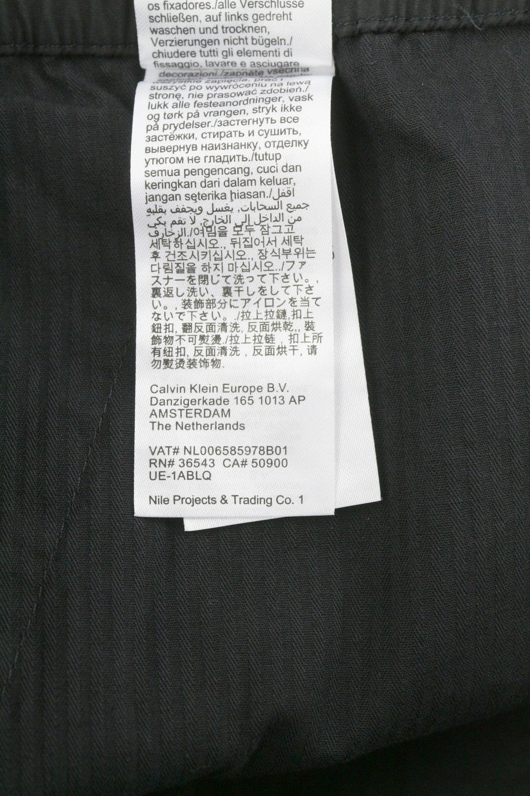 CALVIN KLEIN Utility Cotton Pop Men Trousers S Black Cargo Elastic Waist Logo