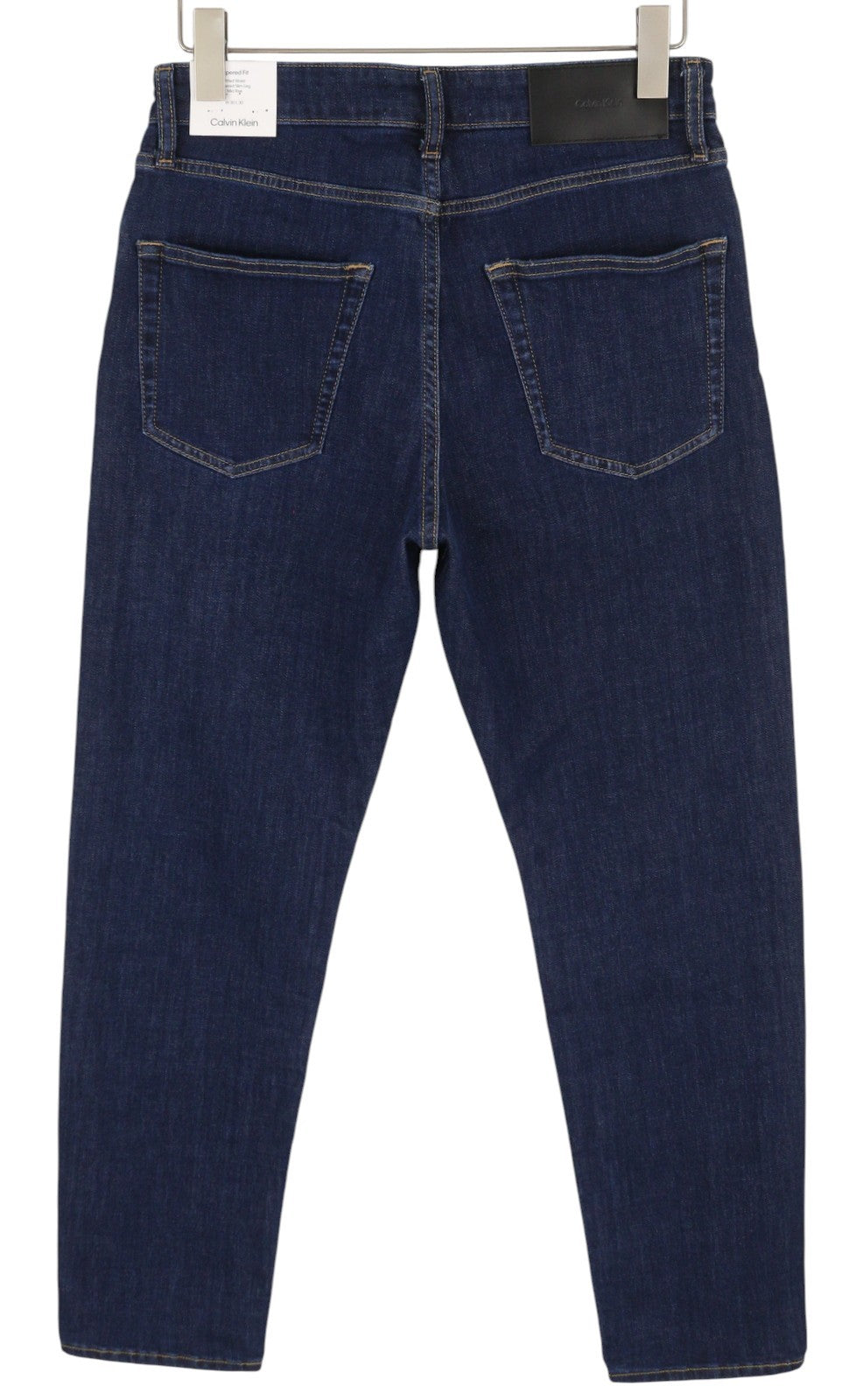 CALVIN KLEIN Tapered Rinse Blue Men Jeans W30/L30 Dark Blue Zip Logo Denim