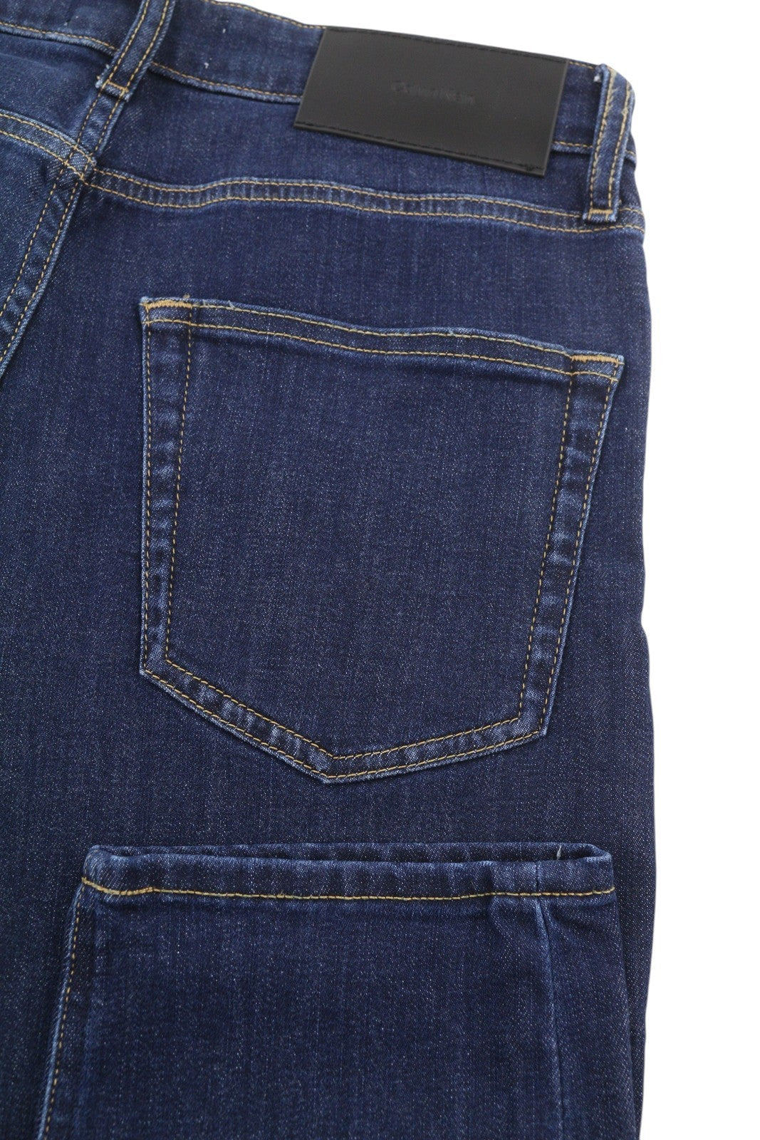 CALVIN KLEIN Tapered Rinse Blue Men Jeans W30/L30 Dark Blue Zip Logo Denim