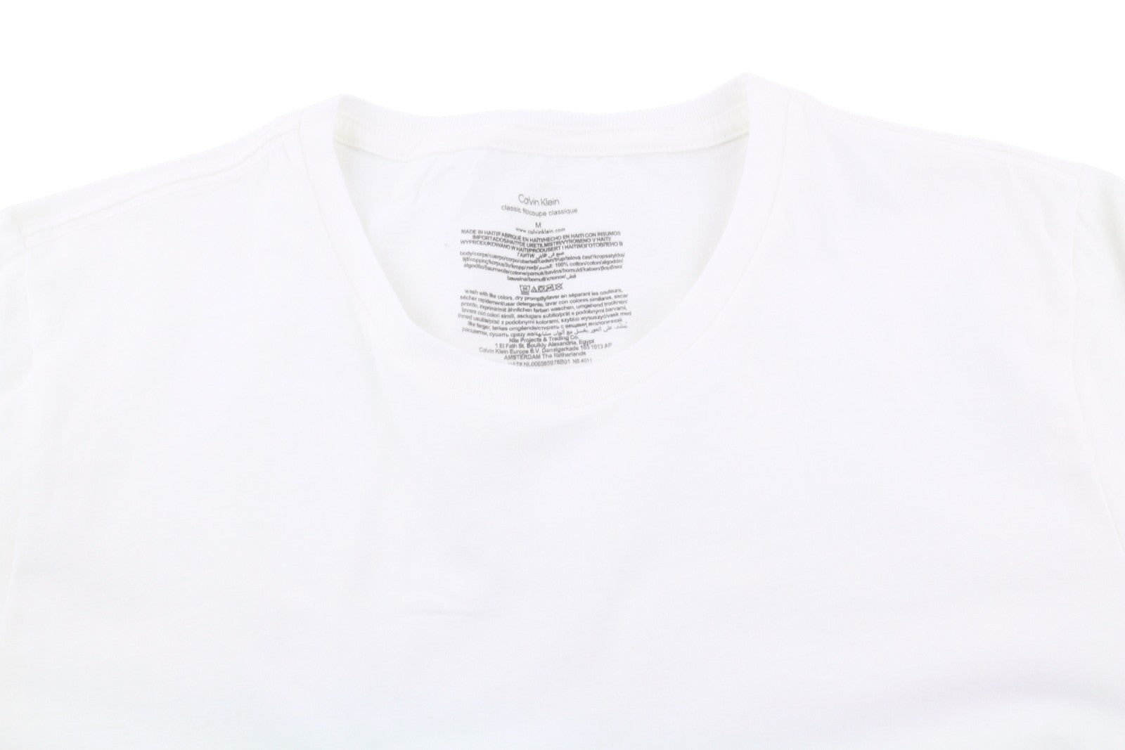 CALVIN KLEIN Classic Men T-Shirt M White Crew Neck Tricot Short Sleeve 2 Pack