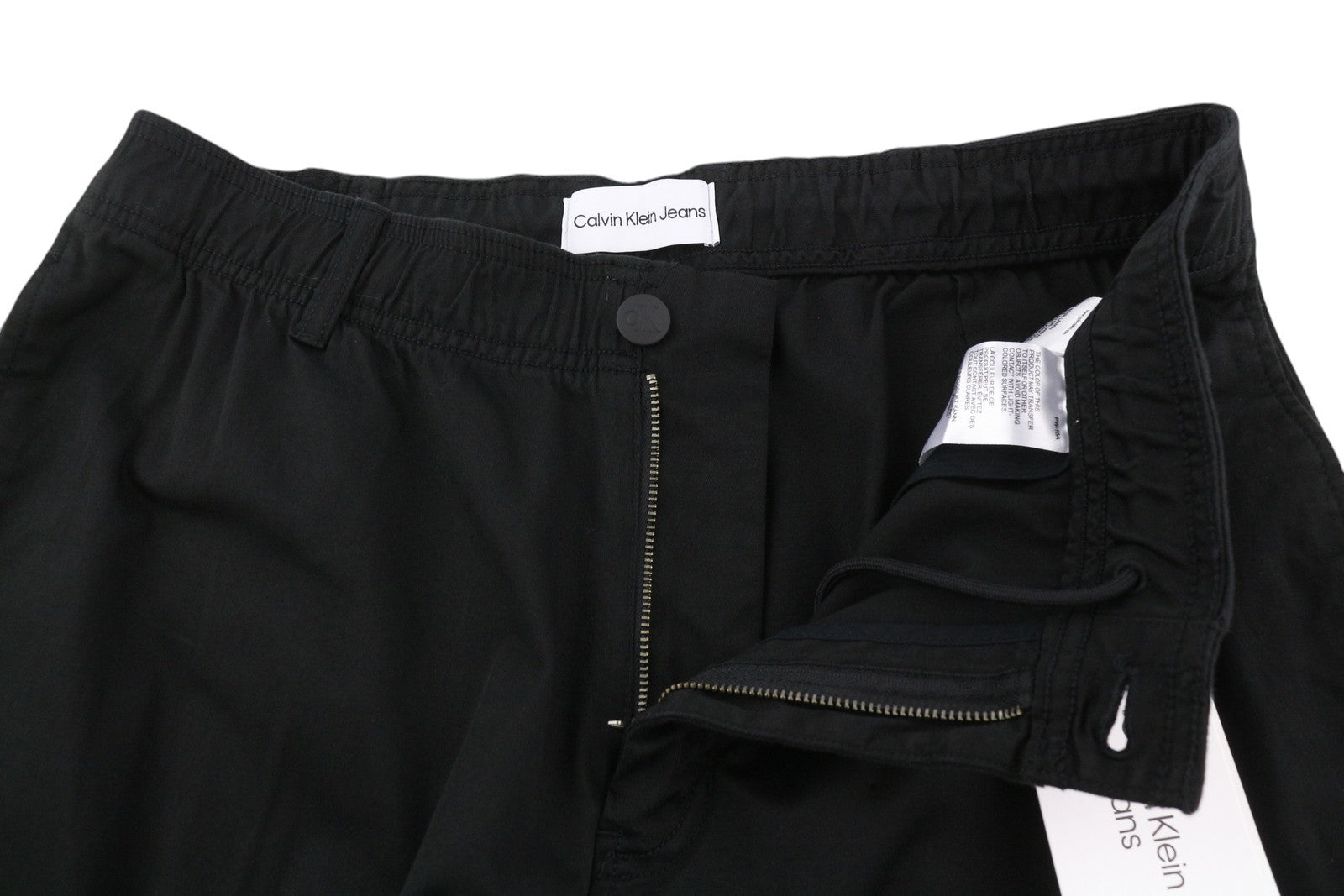 CALVIN KLEIN Straight Cargo Men Trousers M Black Patch Pockets Regular Fit Dark