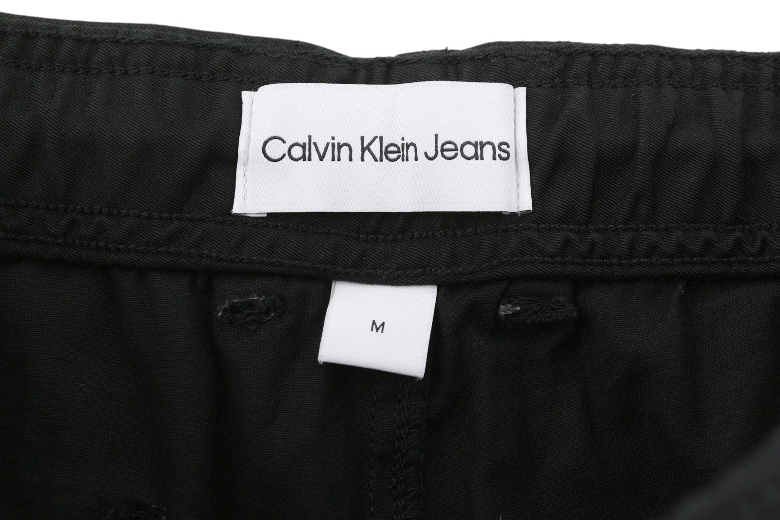 CALVIN KLEIN Straight Cargo Men Trousers M Black Patch Pockets Regular Fit Dark
