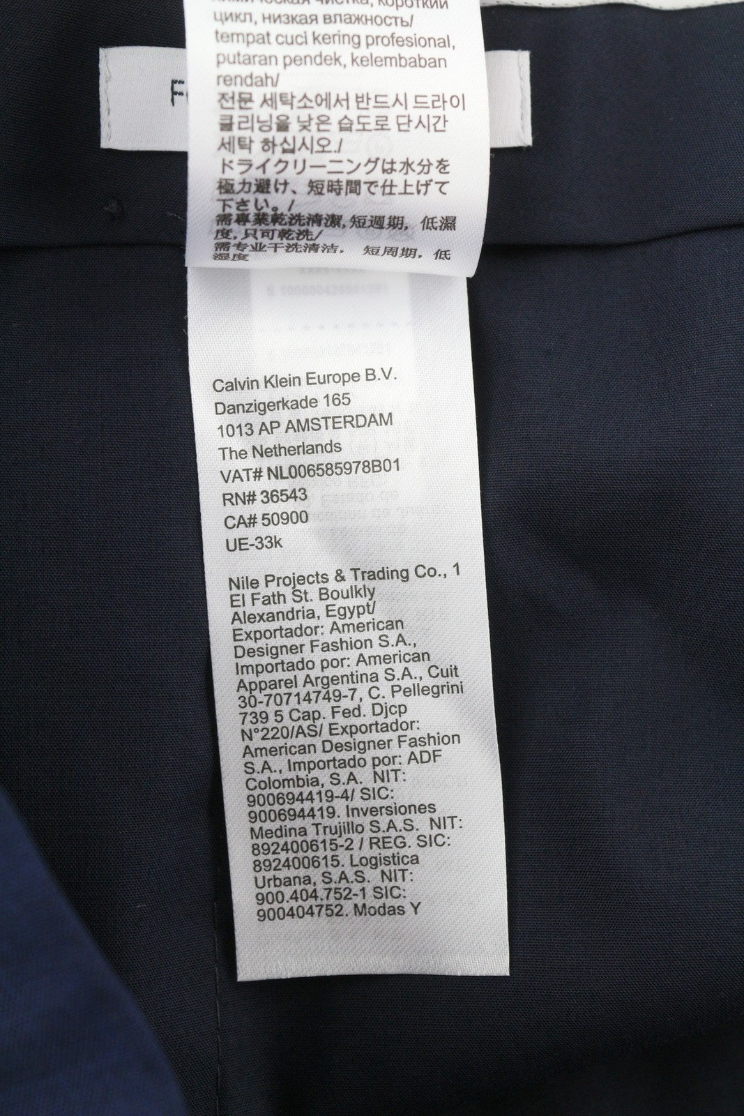 CALVIN KLEIN Stretch Wool Slim Men Trousers W38 Blue Flat Front Classic RRP139