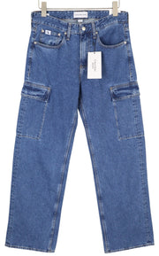 CALVIN KLEIN 90s Loose Cargo Men Jeans W29 Blue Denim Regular Zip Fly Casual