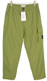 CALVIN KLEIN Utility Cotton Pop Men Trousers S Green Elastic Waist Zip Cargo