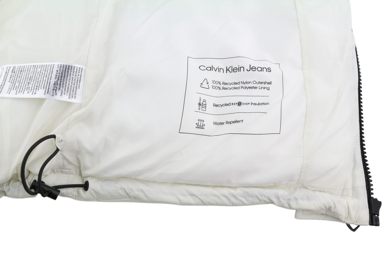 CALVIN KLEIN Men Waistcoat L White Water Repellent Padded Quilted Zip RRP179