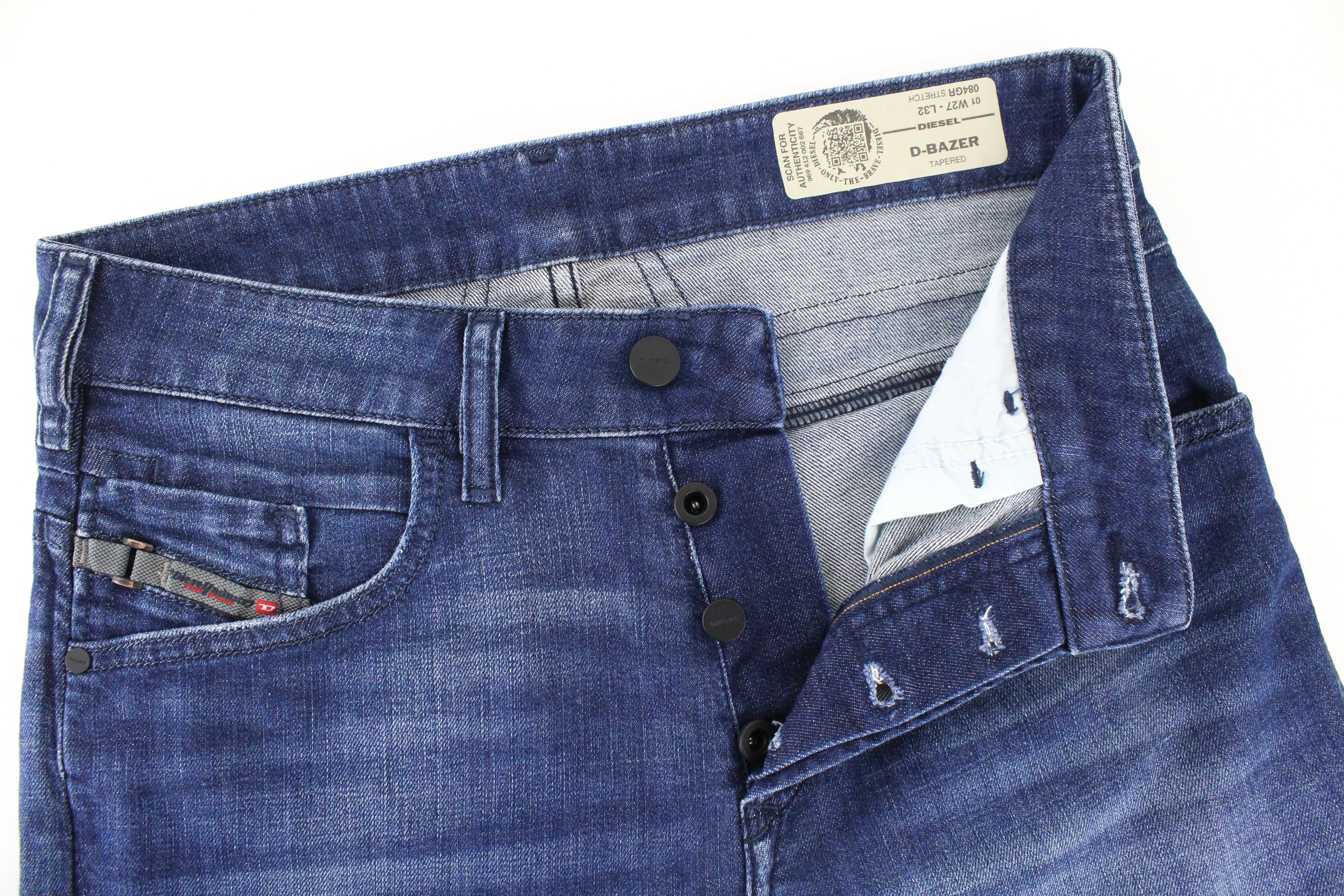 DIESEL D-Bazer 084GR vyriški džinsai W27/L32 siaurėjantys, tamprūs, medvilniniai, mėlyni, džinsinio audinio 
