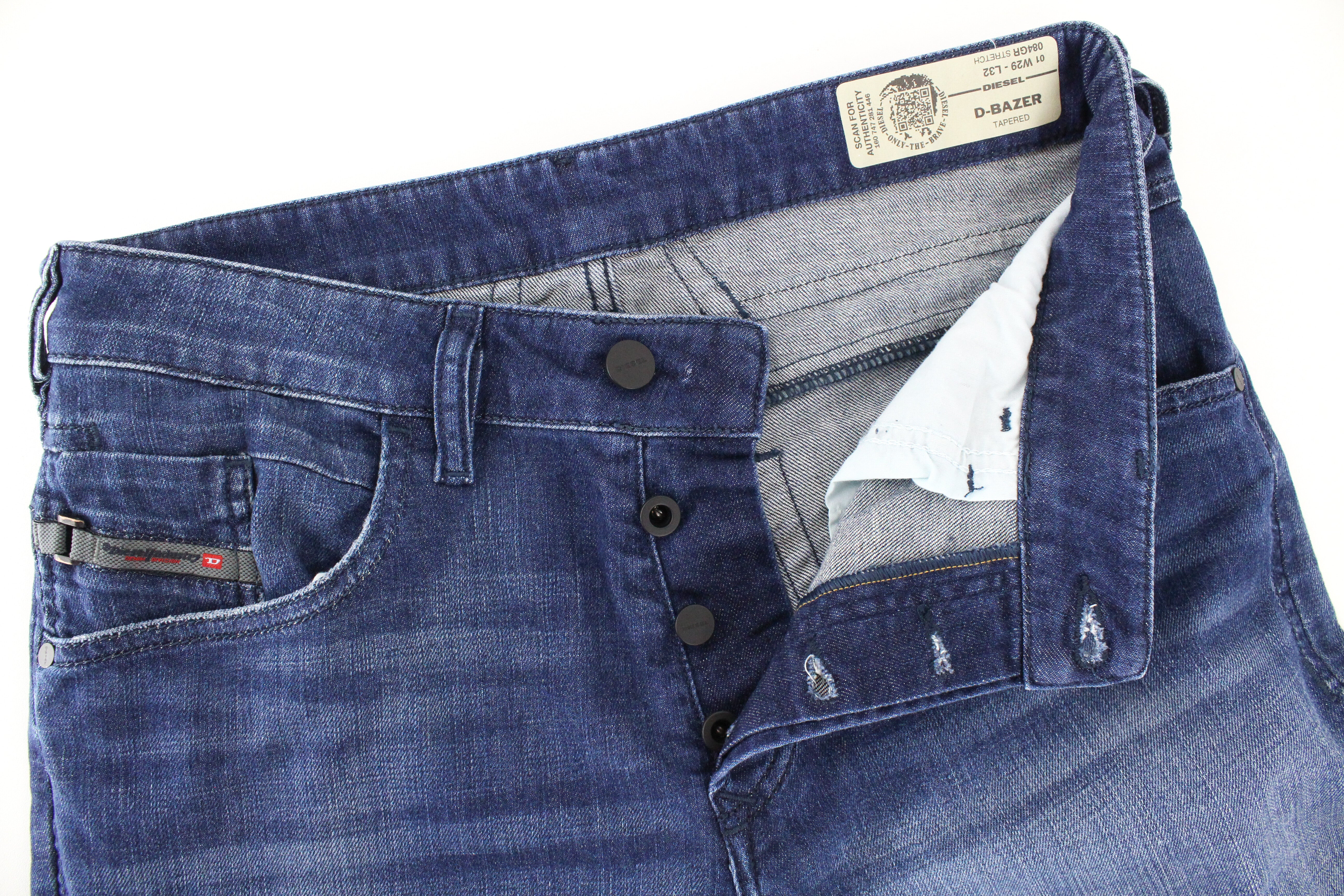 DIESEL D-Bazer 084GR vyriški džinsai W29/L32 mėlyni medvilniniai siaurėjantys džinsai 