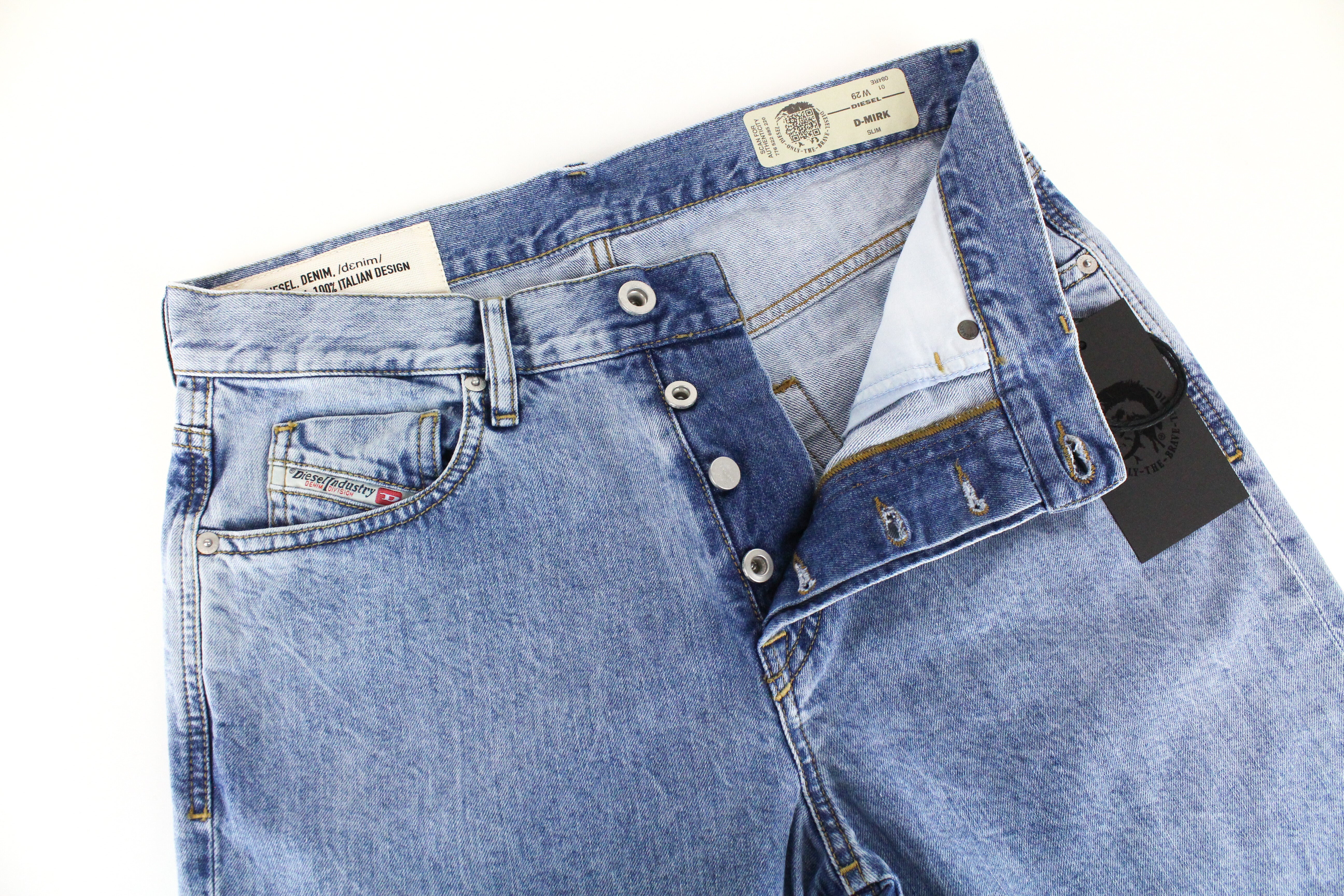 DIESEL D-Mirk 084RE Men Shorts W29 Pure Cotton Washed Light Blue Slim Fit Denim